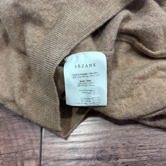 La Maille Sezane Paris Pull Jacob Camel Sweater Womens Small 100% Merino Wool - Picture 7 of 9